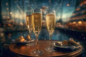 champagne glasögon. illustration ai generativ foto