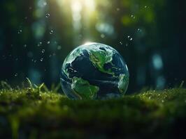 grön planet jord dag natur skydd begrepp skapas med generativ ai teknologi foto