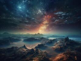 natt himmel universum fylld med stjärnor och nebulosa galax abstrakt kosmos bakgrund. foto