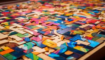 vibrerande färger, former, mönster modern mosaik- konst genererad förbi ai foto