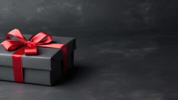 svart gåva låda bakgrund. illustration ai generativ foto