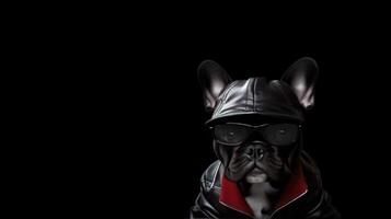 Häftigt franska bulldogg. illustration ai generativ foto