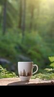 kopp av kaffe på naturlig bakgrund. illustration ai generativ foto