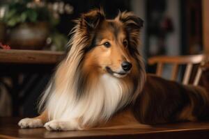 shetland fårhund, grov collie, sheltie ai genererad foto