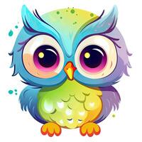 färgrik owlet Sammanträde uppsättning illustration. söt owlet samling Sammanträde på en vit bakgrund. bebis Uggla med söt ögon och färgrik fjädrar. owlet Sammanträde uppsättning design. generativ ai. foto