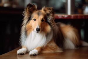 shetland fårhund, shetland fårhund, sheltie ai genererad foto