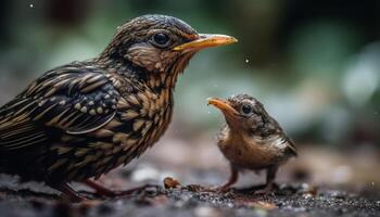 hungrig robin perching på gren i snö genererad förbi ai foto