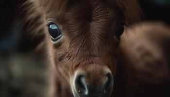 hingst näsa och öga i stänga upp porträtt genererad förbi ai foto