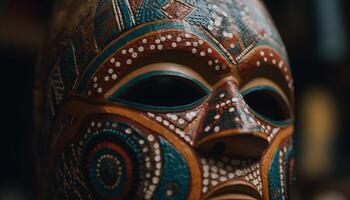 utsmyckad mask av ett gammal afrikansk Gud genererad förbi ai foto