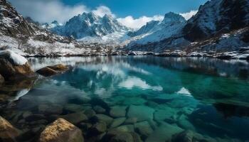 majestätisk berg räckvidd speglar lugn skönhet i natur genererad förbi ai foto