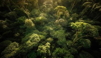 grön skog träd tillväxt i natur skönhet genererad förbi ai foto