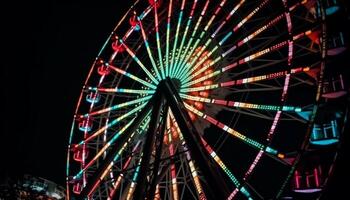 spinning hjul av vibrerande färger, karneval spänning genererad förbi ai foto