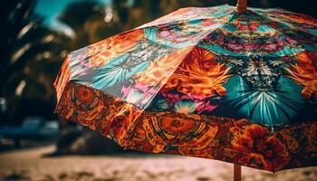 färgrik paraplyer smycka de våt stad gator genererad förbi ai foto
