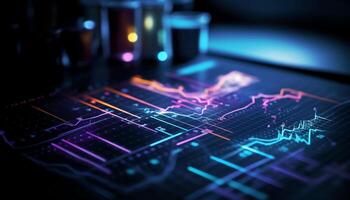 blå finansiera Diagram tänds Framgång i modern företag utveckling genererad förbi ai foto