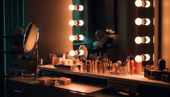 modern nattklubb speglar elegans med skinande belysning Utrustning och teknologi genererad förbi ai foto