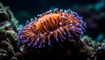 mång färgad hav liv i naturlig skönhet av under vattnet rev genererad förbi ai foto