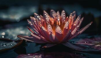 lugn lotus blomma speglar skönhet i natur vatten- mönster genererad förbi ai foto