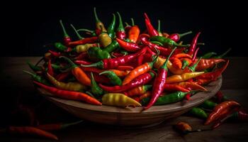 friska äter med vibrerande färger en skål av organisk grönsaker genererad förbi ai foto