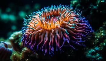 färgrik hav liv i naturlig skönhet av under vattnet rev landskap genererad förbi ai foto