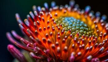 vibrerande gerbera daisy blomma ställer ut skönhet i natur mång färgad form genererad förbi ai foto