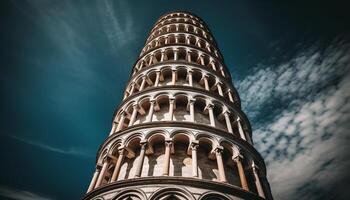 lutande basilika, gammal mirakel, gotik arkitektur, italiensk kultur, nationell landmärke genererad förbi ai foto