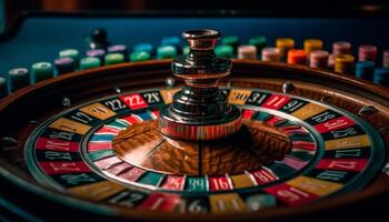 spinning roulett hjul ger chans för rikedom och missbruk risk genererad förbi ai foto