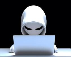 anonym söt hacker. begrepp av dataintrång Cybersäkerhet, Cyber brott, Cyber attack, etc. ai genererad foto
