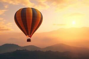 färgrik varm luft ballonger i flyg, ai genererad foto
