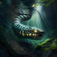 elektrisk ål illustration ai genererad foto
