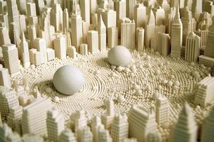 manhattan ny york stad tillverkad ut av vit golf bollar illustration generativ ai foto