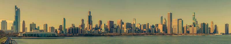 panorama- horisont av chicago stadens centrum Illinois foto