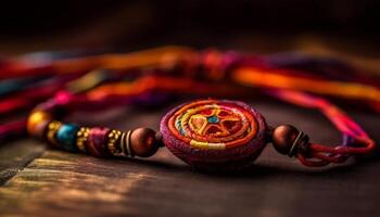 mång färgad armband symbolisera indisk kultur och traditionell festivaler genererad förbi ai foto
