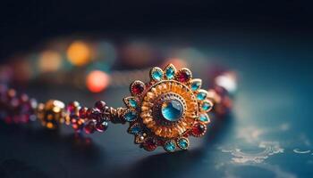 inhemsk kultur firar kärlek med utsmyckad Smycken och traditionell Kläder genererad förbi ai foto