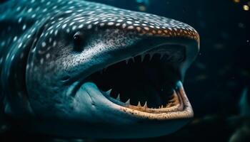 rasande krokodil skarp tänder framkalla rädsla i under vattnet konfrontation genererad förbi ai foto