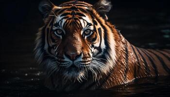 bengal tiger stirrande, majestätisk skönhet i natur, farlig jägare genererad förbi ai foto