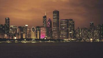 chicago Illinois natt horisont foto