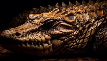 djur- skalor mönster på krokodil hud, farlig reptil i afrika genererad förbi ai foto