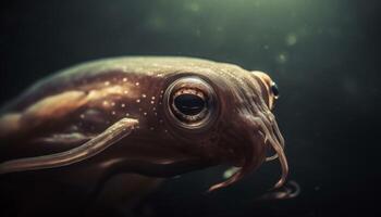 mång färgad nässeldjur simning i djup saltvatten, tentakler och skönhet i natur genererad förbi ai foto