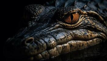 djur- tänder, reptil aggression, krokodil porträtt, farlig djur- i natur genererad förbi ai foto