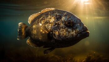 mång färgad fisk simning i naturlig skönhet av under vattnet marinmålning genererad förbi ai foto