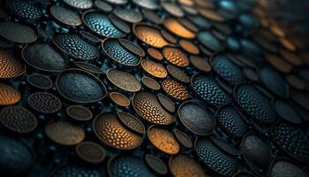 abstrakt reptil markeringar på skinande läder skapa modern lyx tapet generativ ai foto