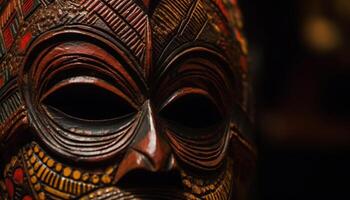 gammal mask av inhemsk kultur, en skön souvenir från afrika genererad förbi ai foto