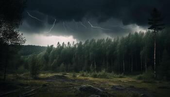 majestätisk berg räckvidd i vördnad inspirerande höst landskap på solnedgång genererad förbi ai foto