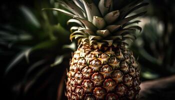 saftig gul skiva av mogen ananas, en tropisk förfriskning genererad förbi ai foto