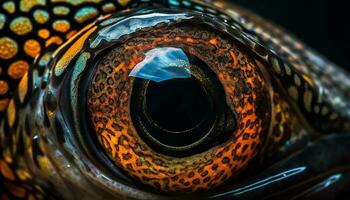 djur- öga speglar mång färgad under vattnet mönster av fick syn på huggorm genererad förbi ai foto