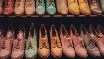 män läder sko samling erbjudanden elegant variationer för modern mode genererad förbi ai foto