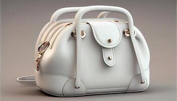 modern läder resväska med skinande metall spännen ,generativ ai foto