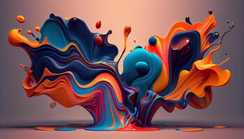 bakgrund illustration av strömmande vatten i mång färgad mönster ,generativ ai foto