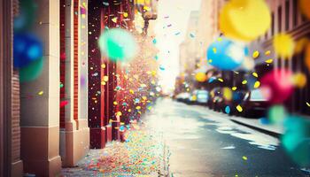 mång färgad konfetti faller i vibrerande firande roligt ,generativ ai foto
