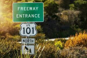 kalifornien motorväg 101 ingång tecken foto